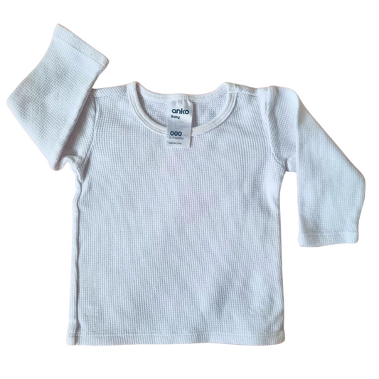 Anko Long Sleeve Waffle Top - Size: 000 (0-3 Months)