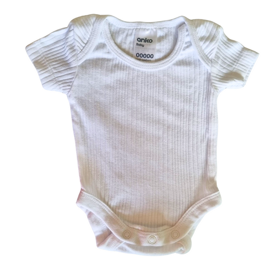 Anko White Ribbed Bodysuit - Size 00000 (Prem)