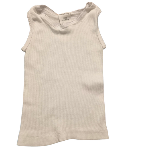 Baby Berry White Ribbed Singlet - Size: 0000 (Newborn)