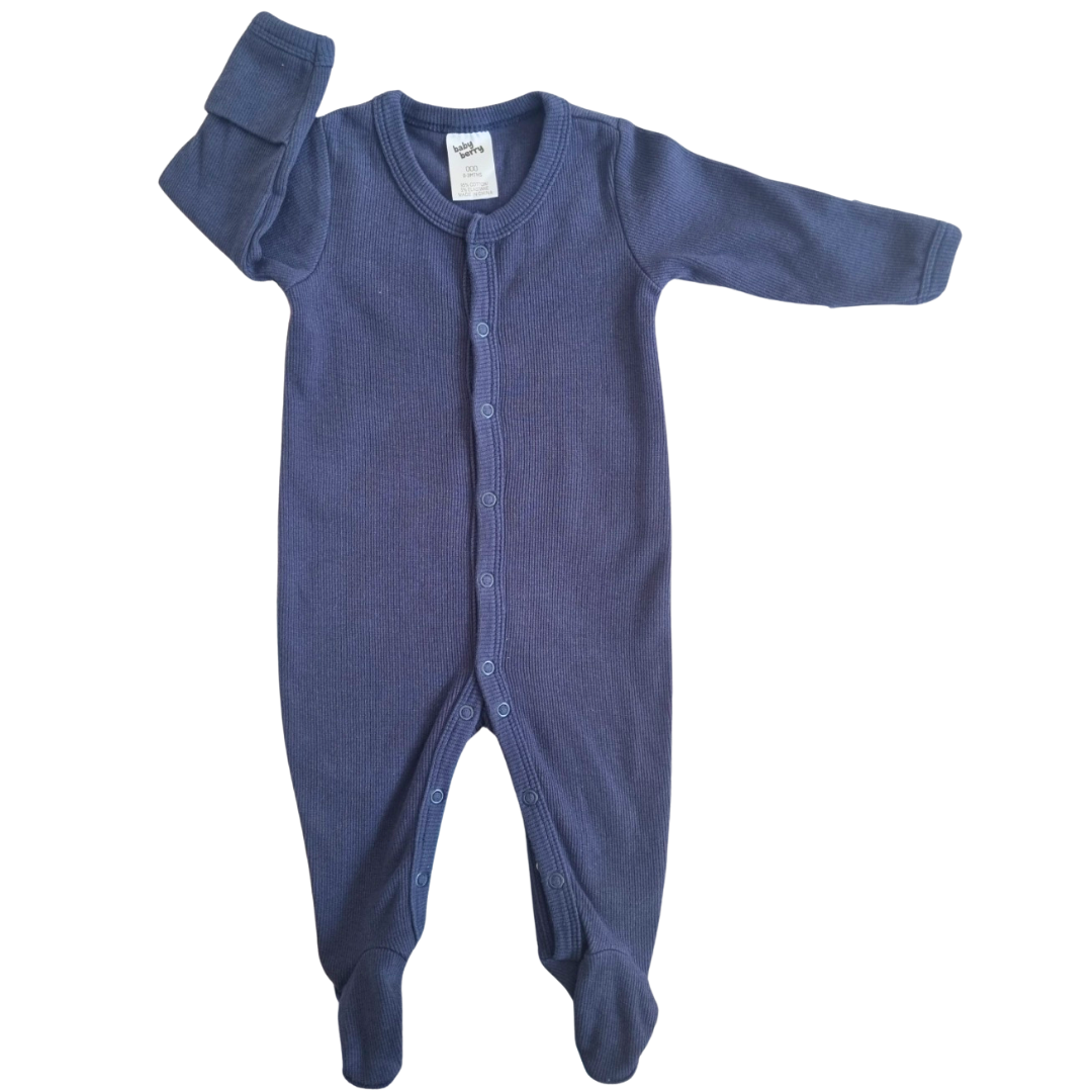 Baby Berry Blue Ribbed Onesie - Size: 000 (0-3 Months)