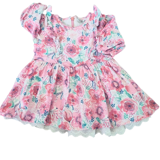Bebe By Minihaha Long Sleeve Dress - Size: 00 (3-6 Months)