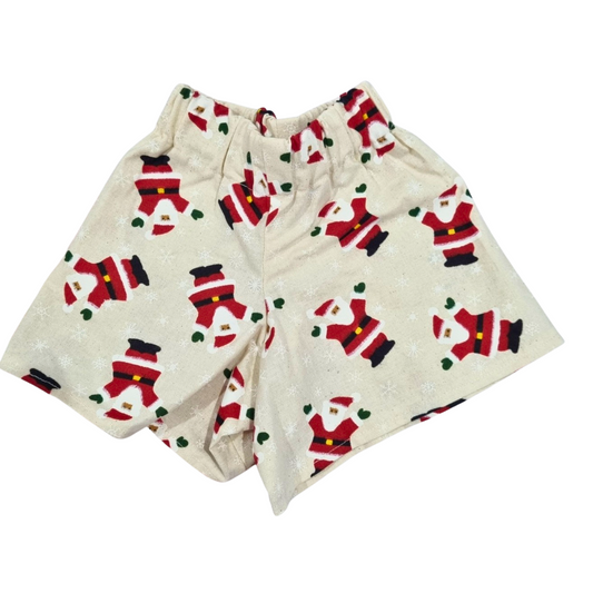 Handmade Beige Santa Print Shorts - Size 0000 (Newborn)