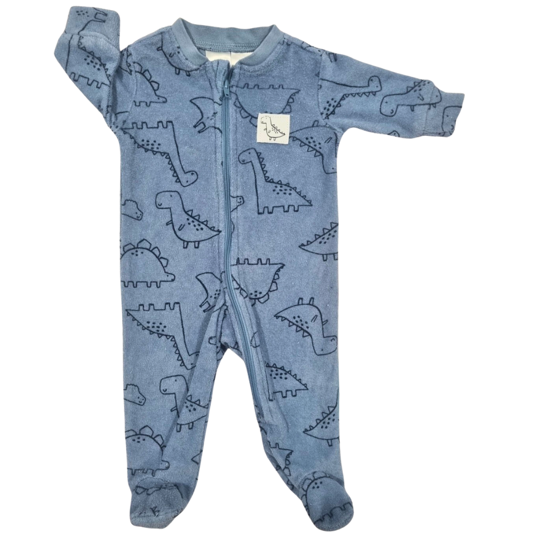 Anko Blue Towelling Dinosaur Onesie - Size: 0000 (Newborn)