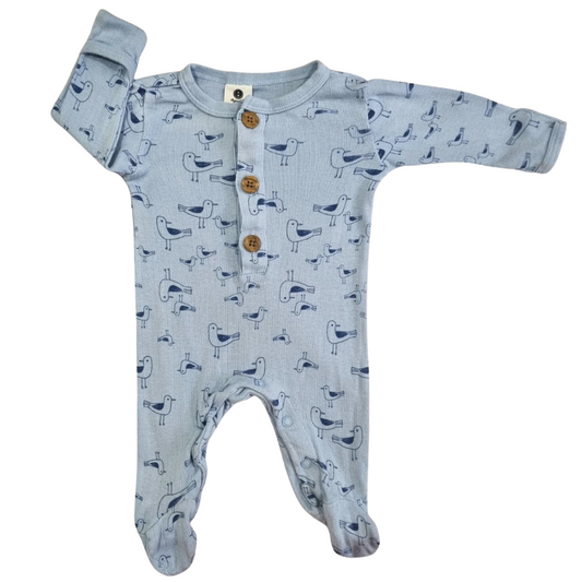 Dymples Blue Bird Print Onesie - Size: 0000 (Newborn)