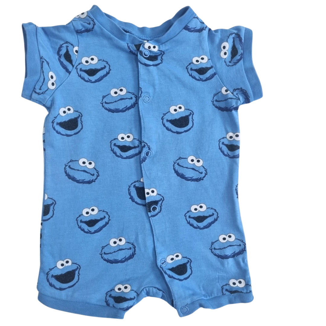 H&M Blue Cookie Monster Romper - Size: 000 (0-3 Months)