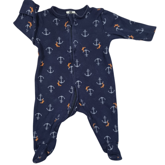 Dymples Blue Anchor Onesie - Size: 000 (0-3 Months)