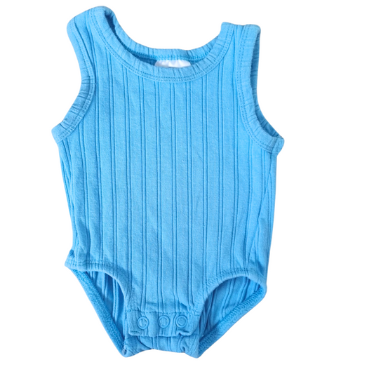 Baby Berry Blue Ribbed Sleeveless Bodysuit - Size: 0000 (Newborn)