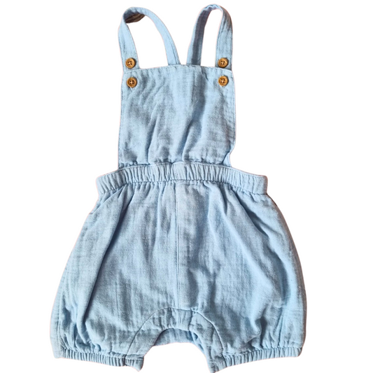 M&S Blue Waffle Dungarees - Size: 000 (0-3 Months)