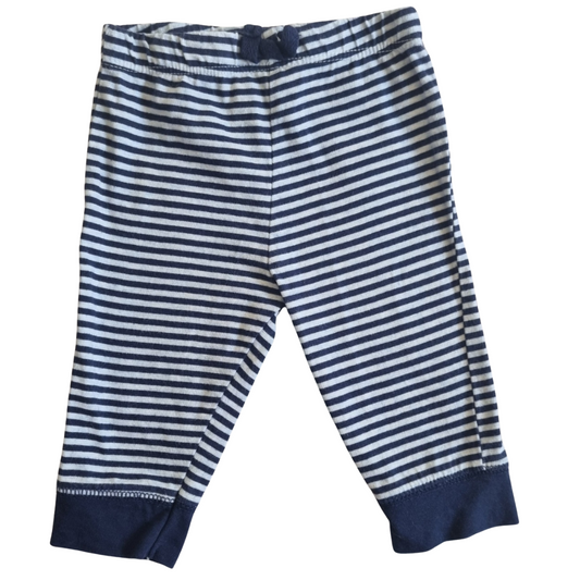 Blue & Grey Striped Trousers - Size: 000 (0-3 Months)