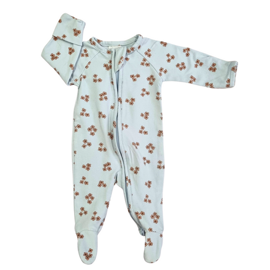 Target Blue & Brown Flowers Onesie - Size: 00000 (Prem)