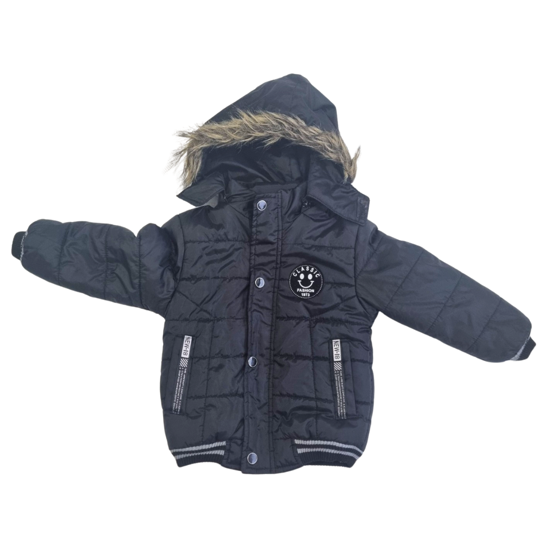 Black Hooded Coat - Size: 3