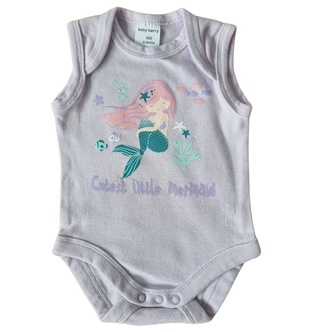 Baby Berry Sleeveless Mermaid Bodysuit - Size 000 (0-3 Months)