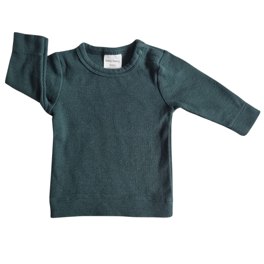 Baby Berry Long Sleeve Green Ribbed Top - Size: 0000 (Newborn)