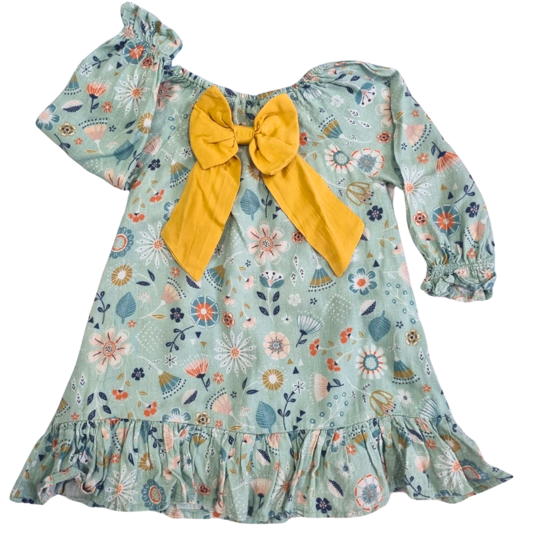 Long Sleeve Floral Dress - Size: 0 (6-12 Months)