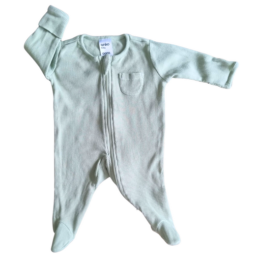 Anko Green Ribbed Onesie - Size: 0000 (Newborn)