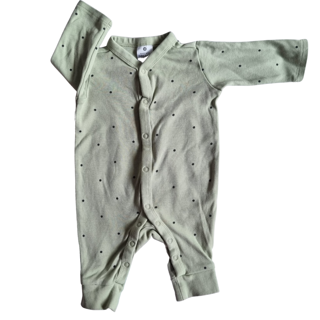 Target 100% Organic Cotton Green Spotty Footless Onesie - Size: 0000 (Newborn)