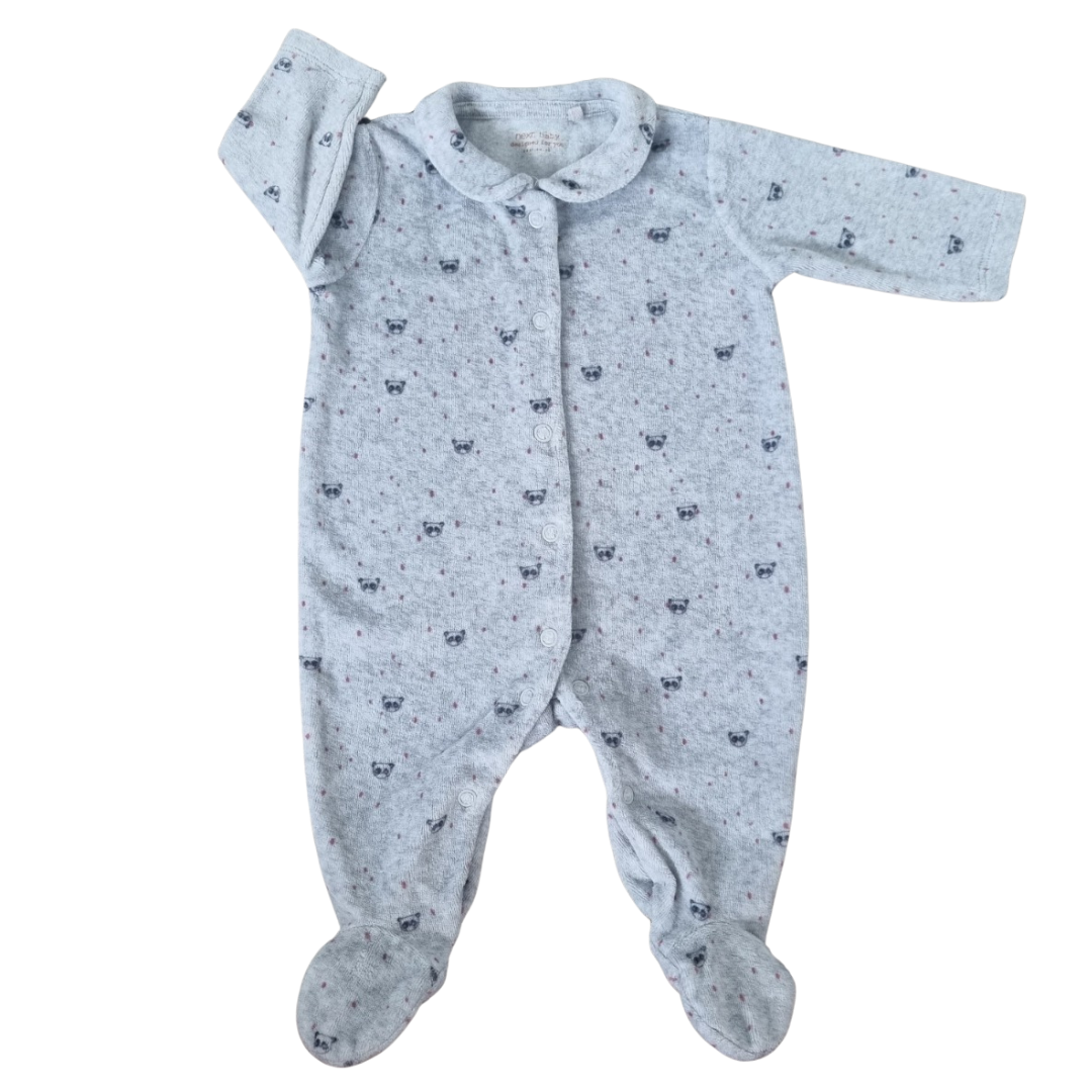 Next Grey Panda Collared Onesie - Size: 0000 (Newborn)