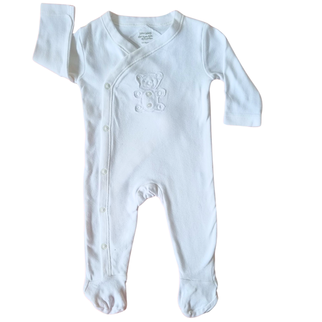 John Lewis 100% Organic Cotton Onesie - Size: 000 (0-3 Months)