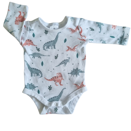 Target Long Sleeve White Dinosaur Bodysuit - Size: 0000 (Newborn)