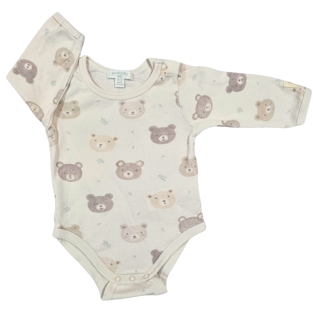 Purebaby Long Sleeve Bodysuit - Size: 000 (0-3 Months)