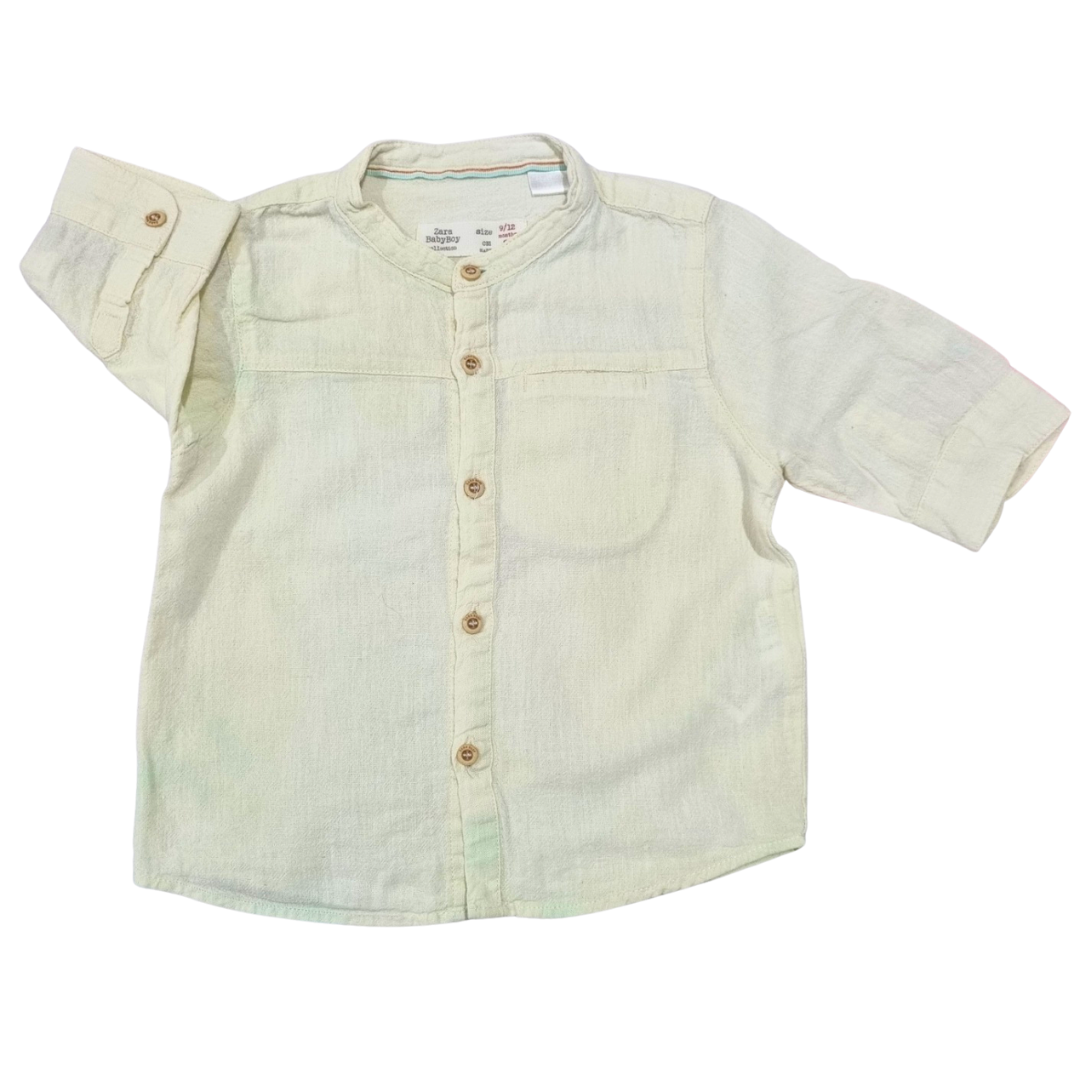 Zara Yellow Linen Shirt - Size: 0 (6-12 Months)