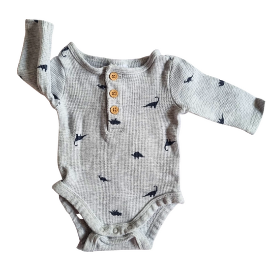 Target Long Sleeve Grey Dinosaur Bodysuit - Size: 0000 (Newborn)