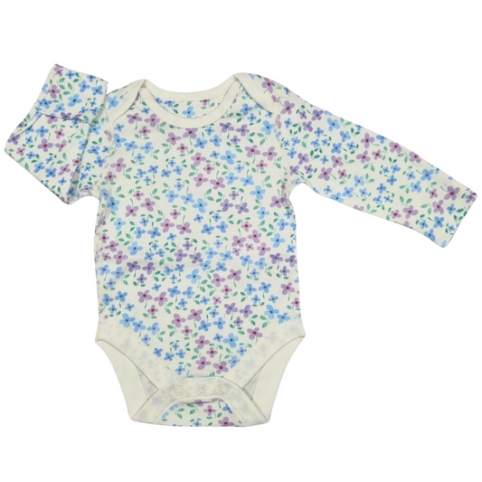 M&S Long Sleeve Floral Bodysuit - Size: 000 (0-3 Months)