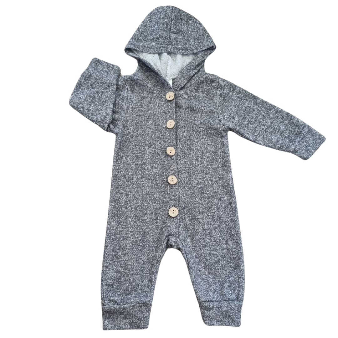 Grey Hooded Onesie - Size: 00 (3-6 Months)