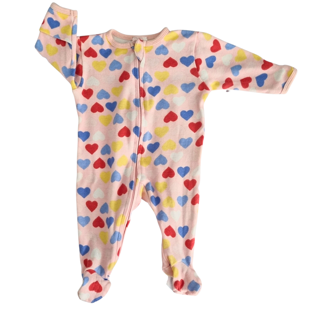 Dymples Heart Print Onesie - Size: 0000 (Newborn)