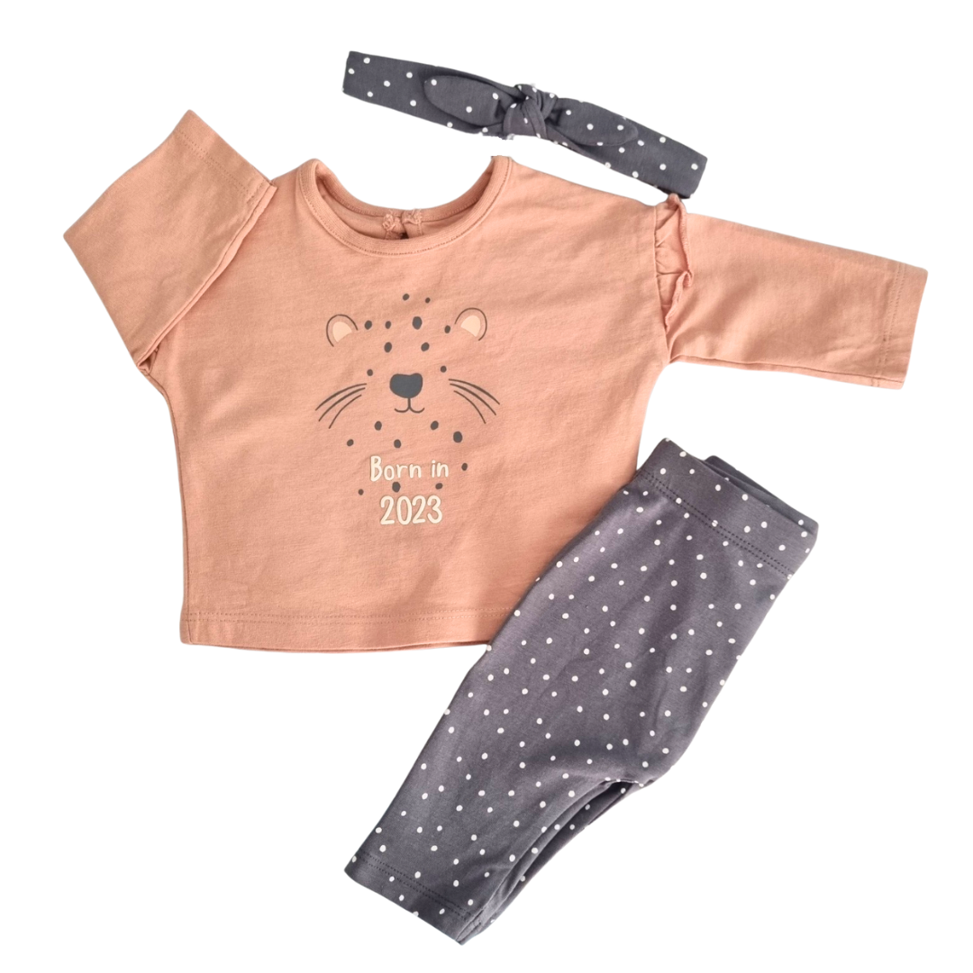 George 3pc Long Sleeve Top, Leggings & Headband Set - Size: 0000 (Newborn)