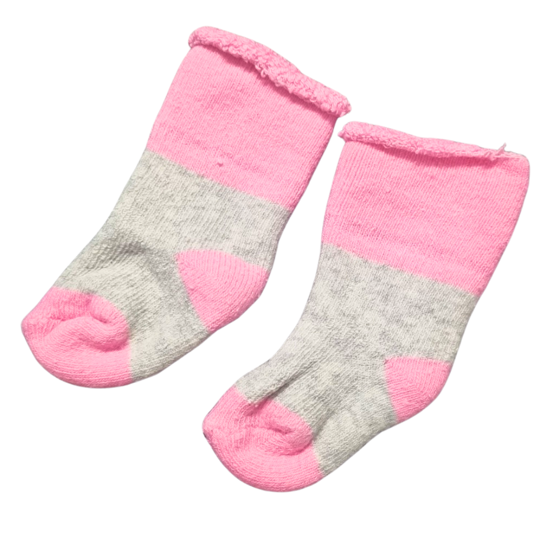 Pink & Grey Socks - Size: Newborn