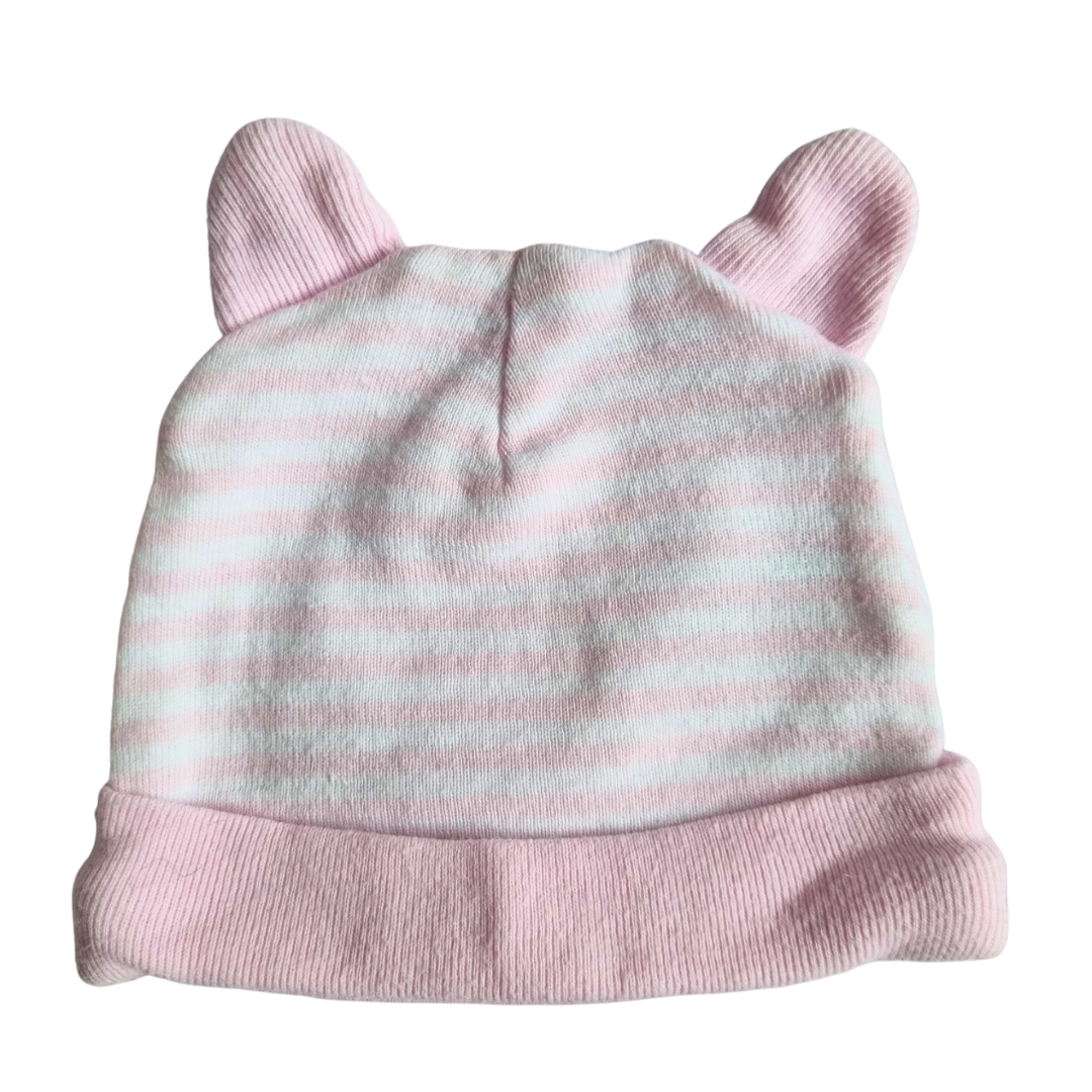 Dymples Pink & White Striped Beanie - Size: 00000 (Prem) - 0000 (Newborn)