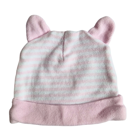 Dymples Pink & White Striped Beanie - Size: 00000 (Prem) - 0000 (Newborn)