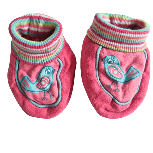 Pink Bird Booties - Size: 0-6 Months