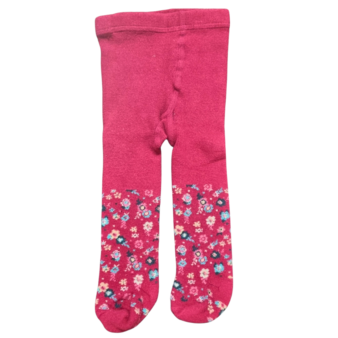 Pink Floral Tights - Size: 0-6 Months