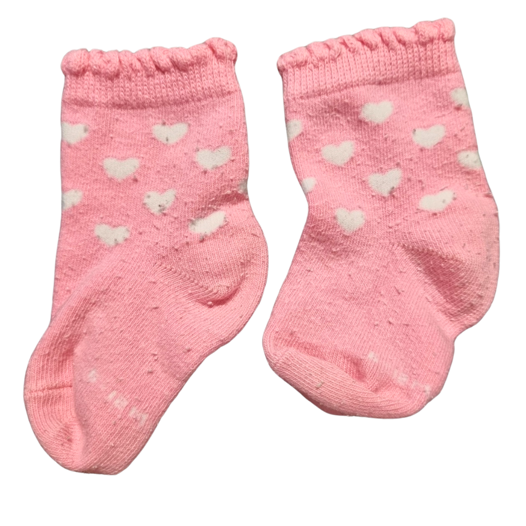 Pink Heart Socks - Size: 0 (6-12 Months)