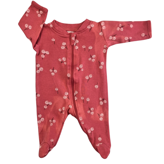 Anko Pink with Dandelion Print Onesie - Size: 00000 (Prem)