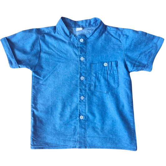 Denim Look Short Sleeve Shirt - Size: 4