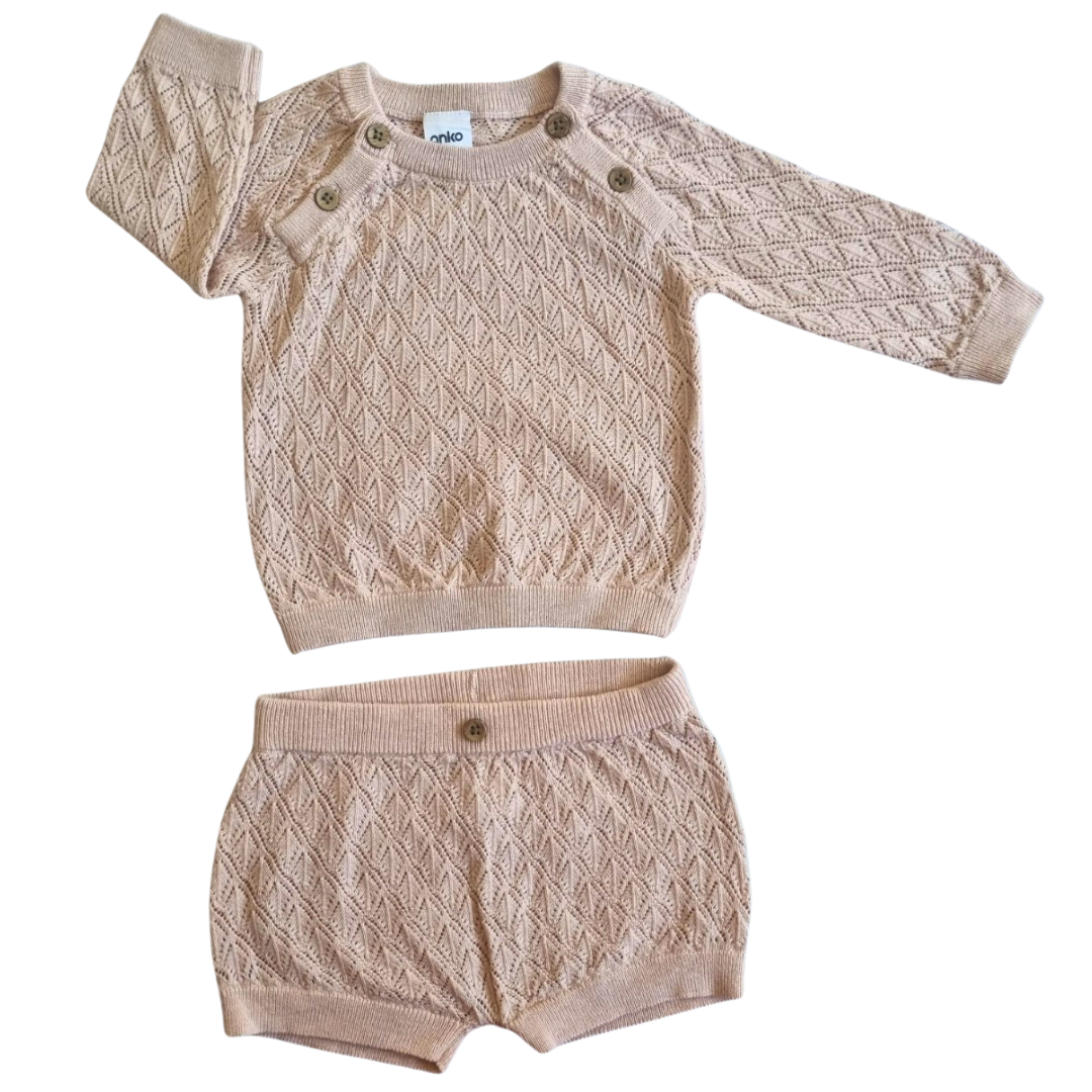 Anko 2pc Knitted Jumper & Shorts Set - Size: 00 (3-6 Months)