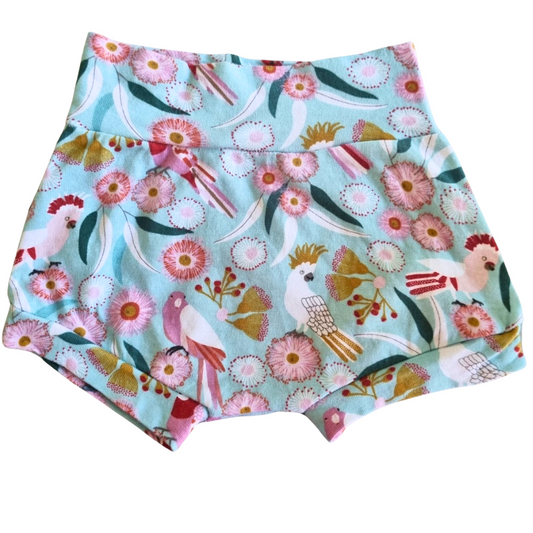 Blue Shorts with Parrot Print - Size: 000 (0-3 Months)