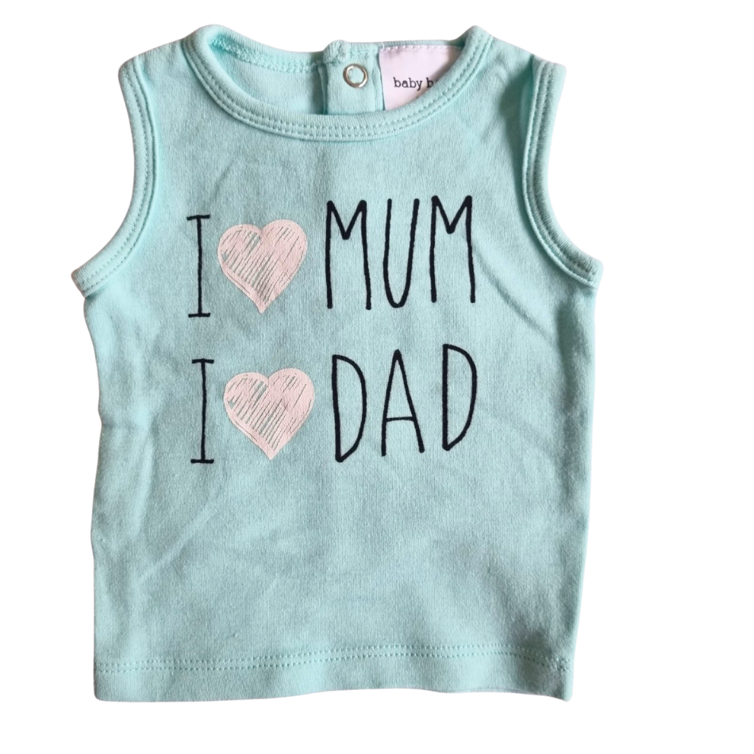 Baby Berry 'I Heart Mum I Heart Dad' Singlet - Size: 0000 (Newborn)