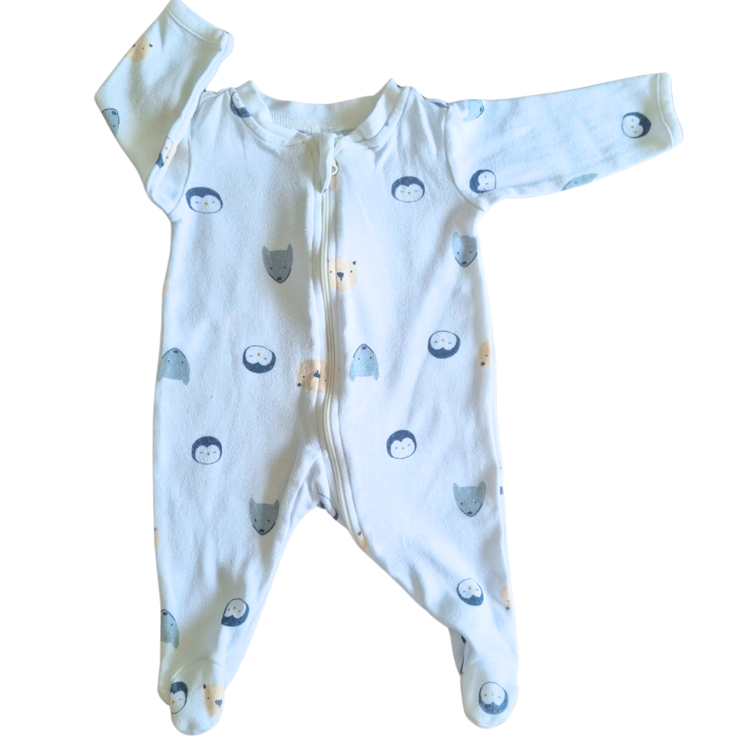 Anko White Animal Onesie - Size: 0000 (Newborn)