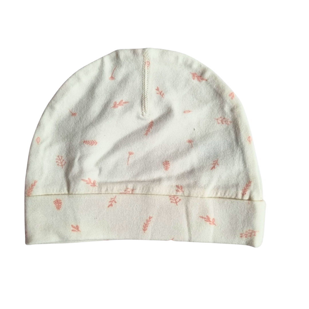 Anko White with Pink Flowers Beanie - Size: One Size