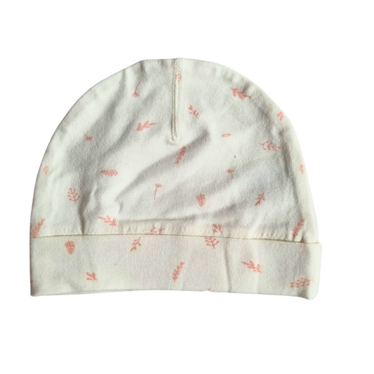 Anko White with Pink Flowers Beanie - Size: One Size