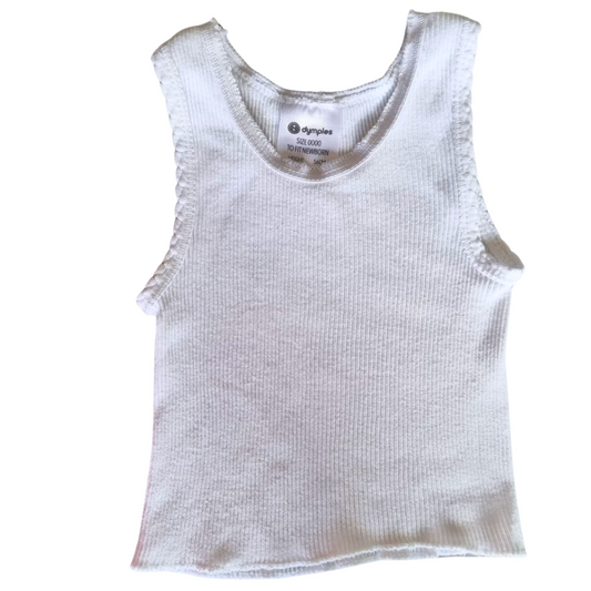 Dymples White Ribbed Singlet - Size: 0000 (Newborn)