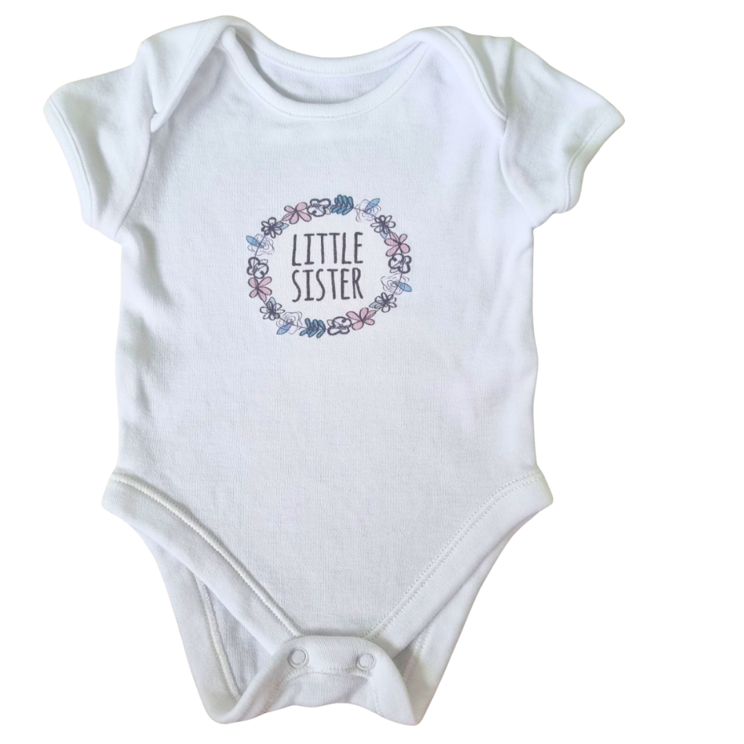 White 'Little Sister' Bodysuit - Size: 0000 (Newborn)