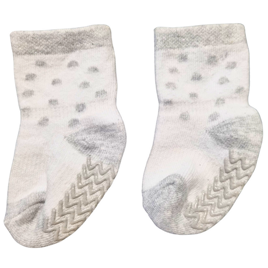 White & Grey Socks - Size: 1-4