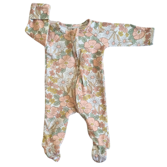 Target White Floral Onesie - Size: 00000 (Prem)